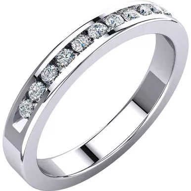 0.25ct Channel Set Diamond Band In 14k White Gold.
