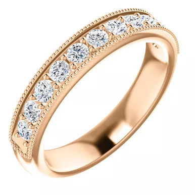 0.50ct Channel Set Diamond Milgrain Band In 14k Rose Gold 11 Stones 4mm