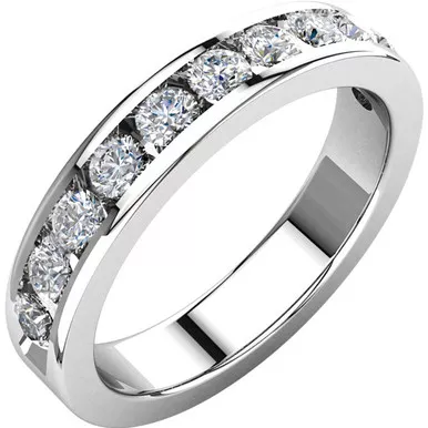 0.75ct Channel Set Diamond Band In 14k White Gold.