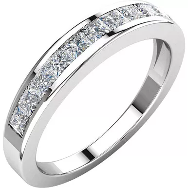 0.75ct Channel Set Princess cut Diamond Band In 14k White Gold.
