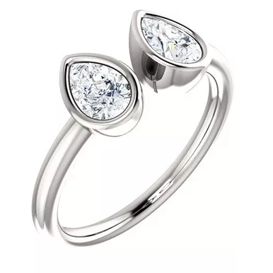 1.00 CTW. Two-Stone Pear Cut Diamond Ring in 14K Gold