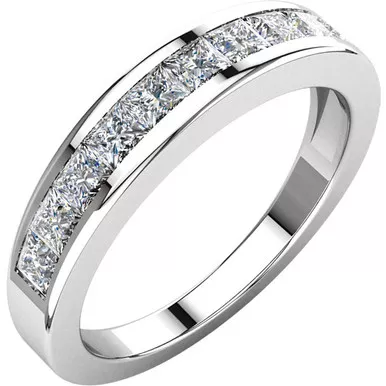1.00ct Channel Set Princess cut Diamond Band In 14k White Gold.