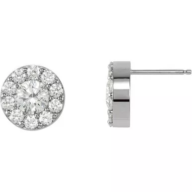 1.0Ct 14K White Gold Diamond Round Invisible Earring