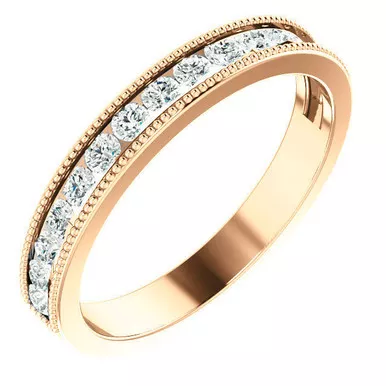 1/2 ct Channel Set Diamond Milgrain Band In 14k Rose Gold.