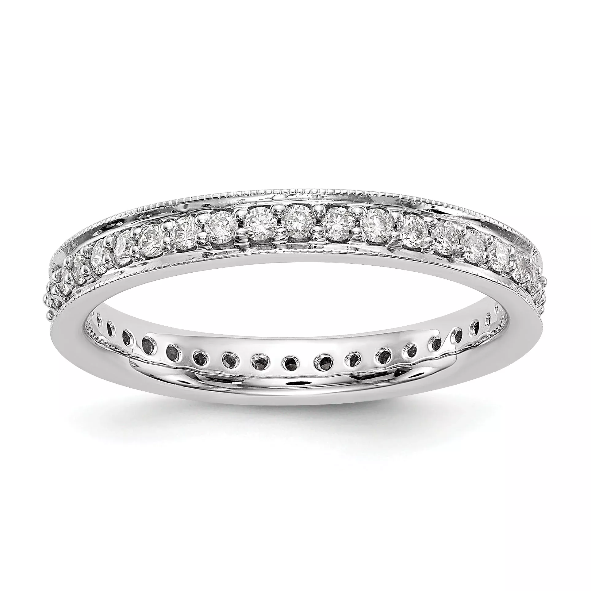 1 /2 CT Natural Diamond Antique Vintage Style Diamond Eternity Band in 14k White Gold