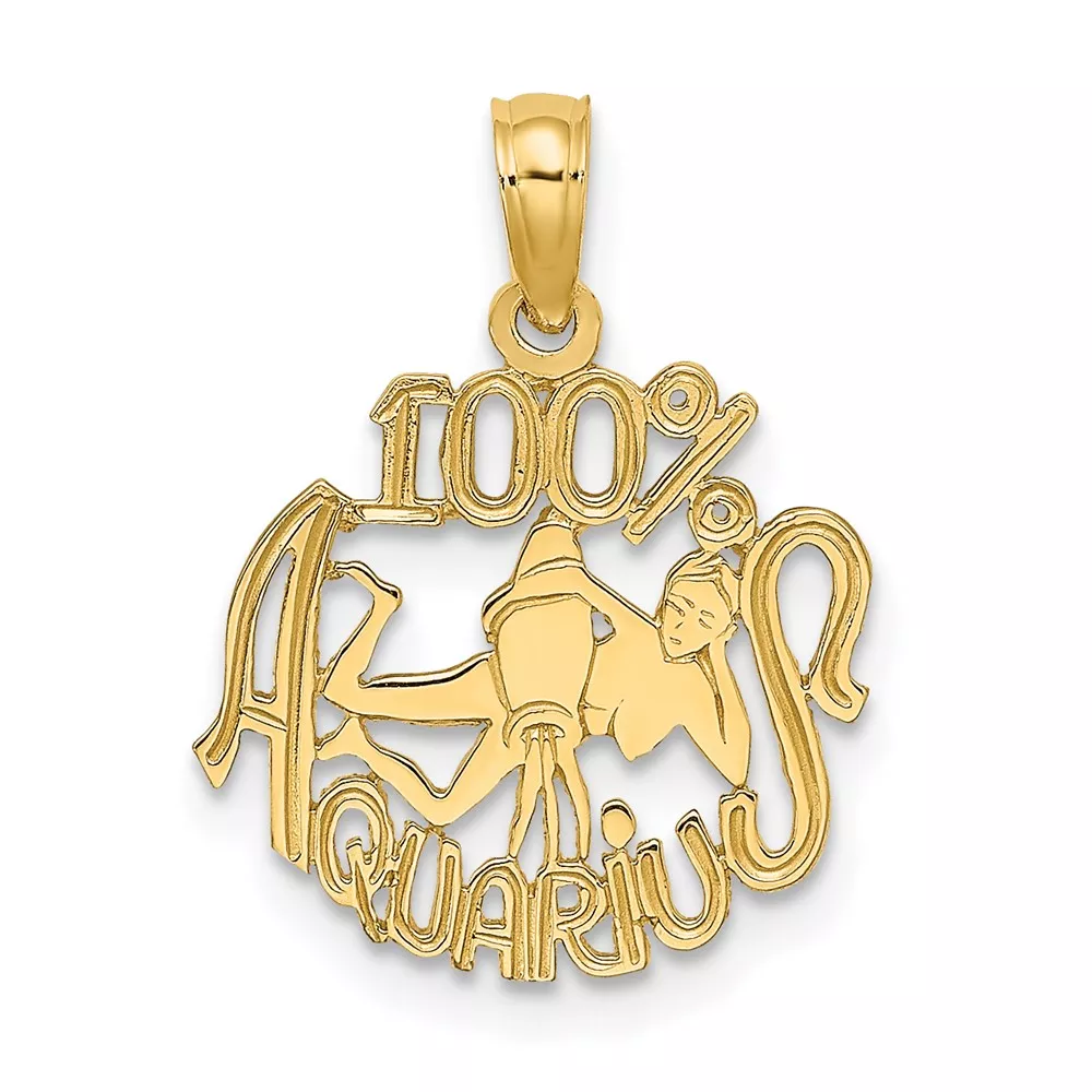 10K 100% AQUARIUS Zodiac Charm