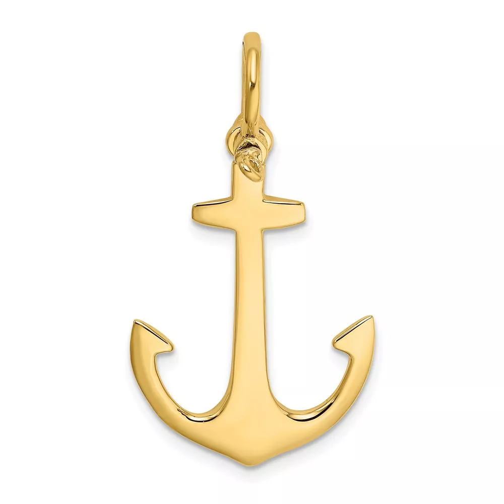10K 3-D Polished Anchor Charm