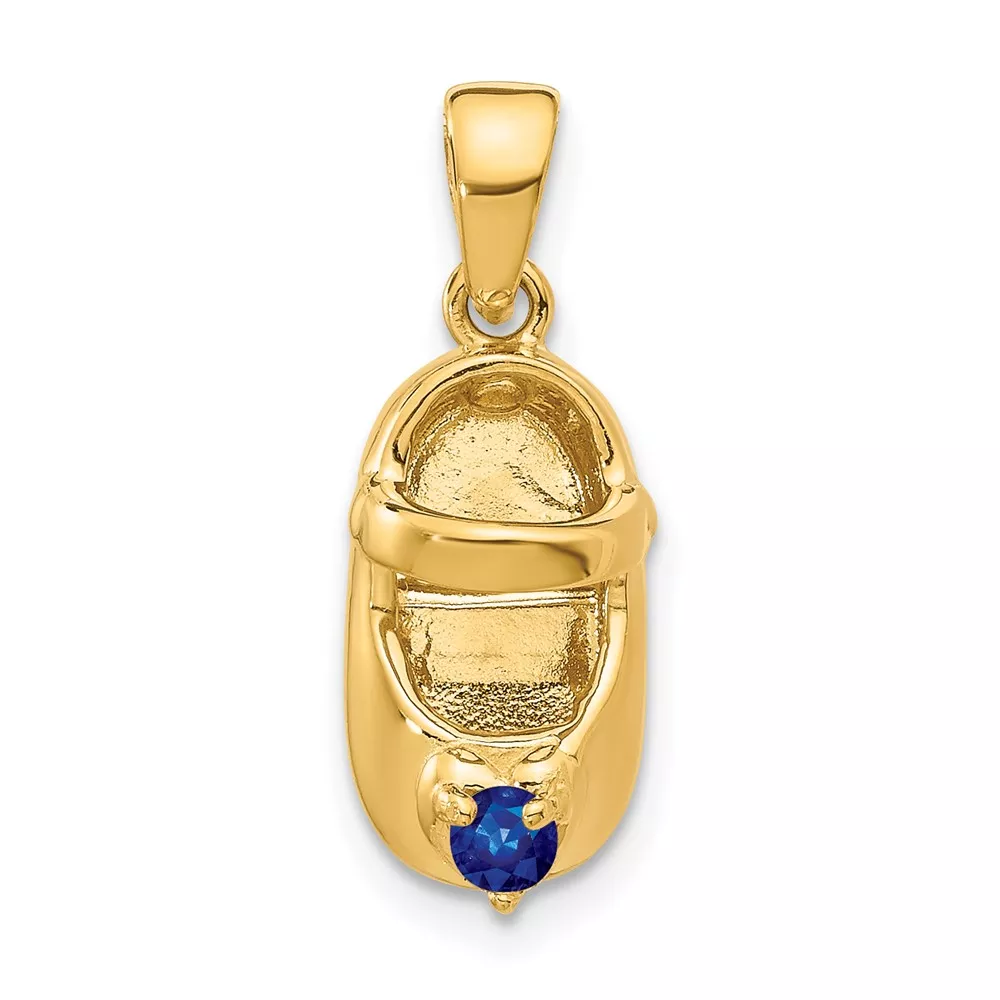 10K 3-D September/Synthetic Stone Engraveable Baby Shoe Charm