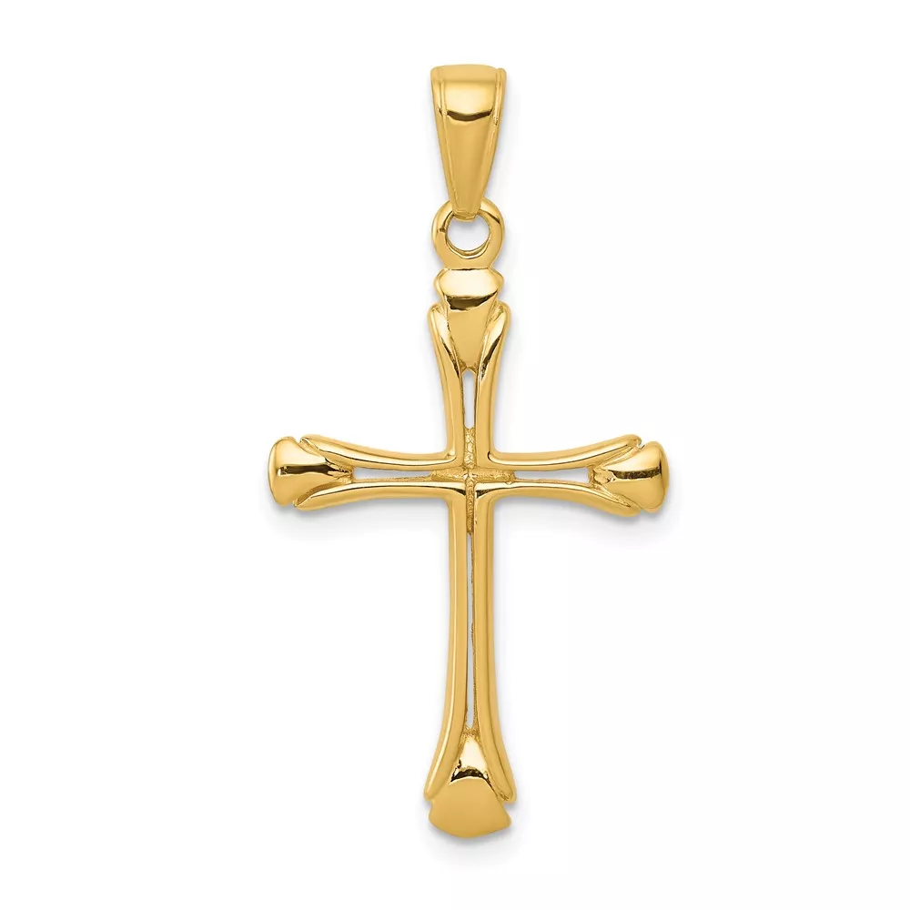 10K Cross with Triangle Tips Pendant