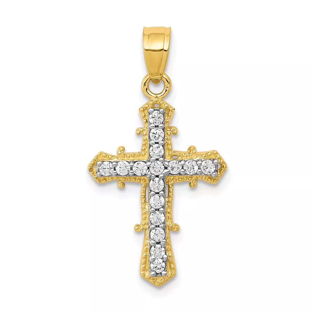10k CZ Cross Pendant