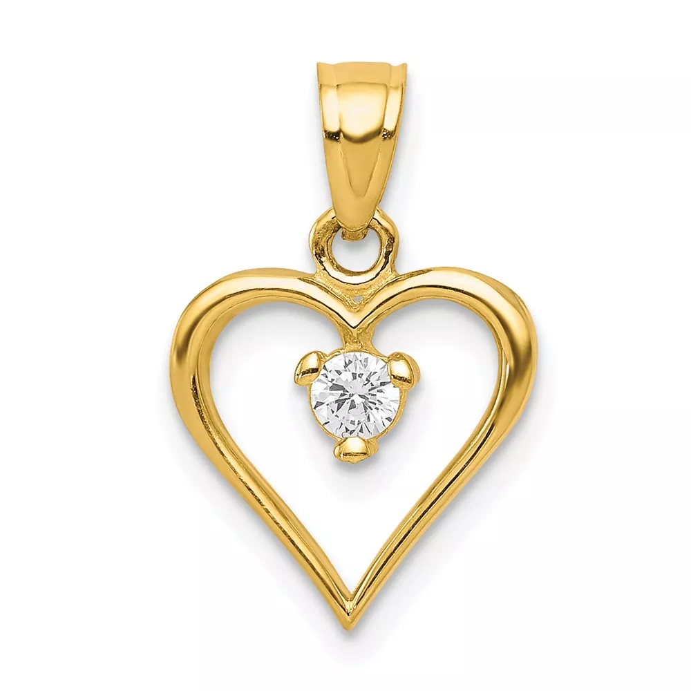 10k CZ Heart Charm