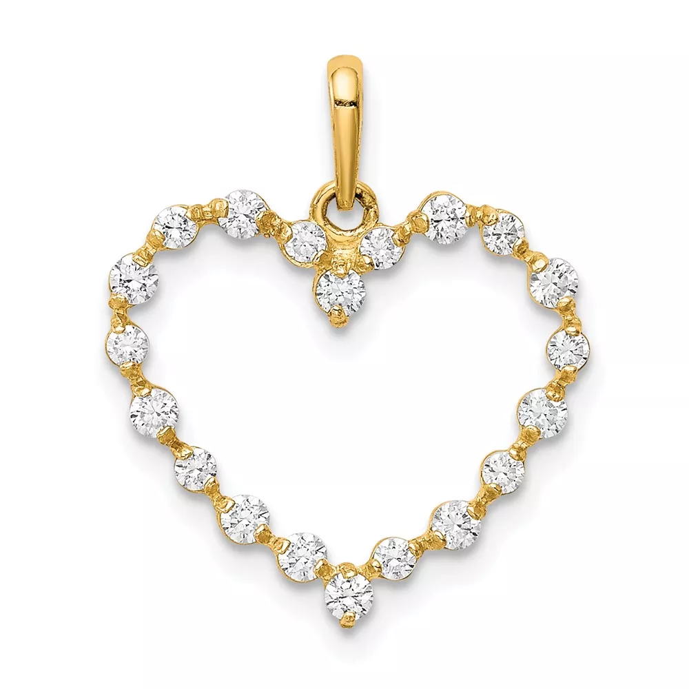 10K CZ Heart Pendant
