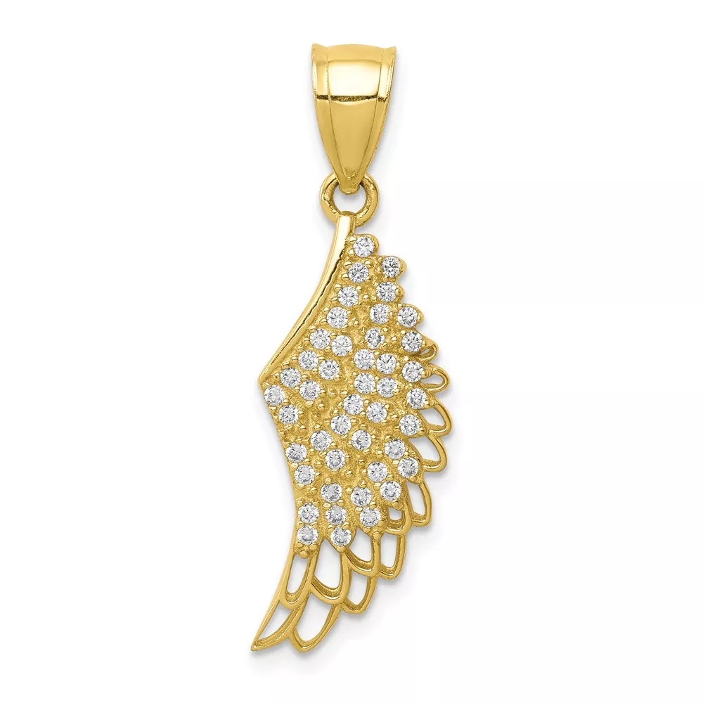 10K CZ Micropave Angel Wing Pendant