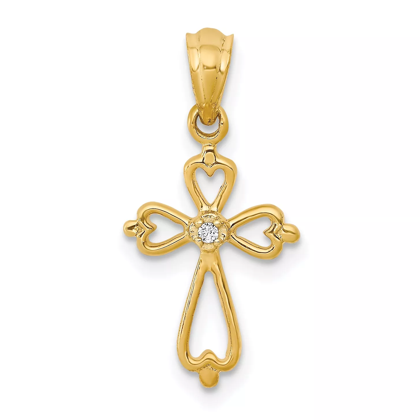 10K Diamond Accented Cross Pendant