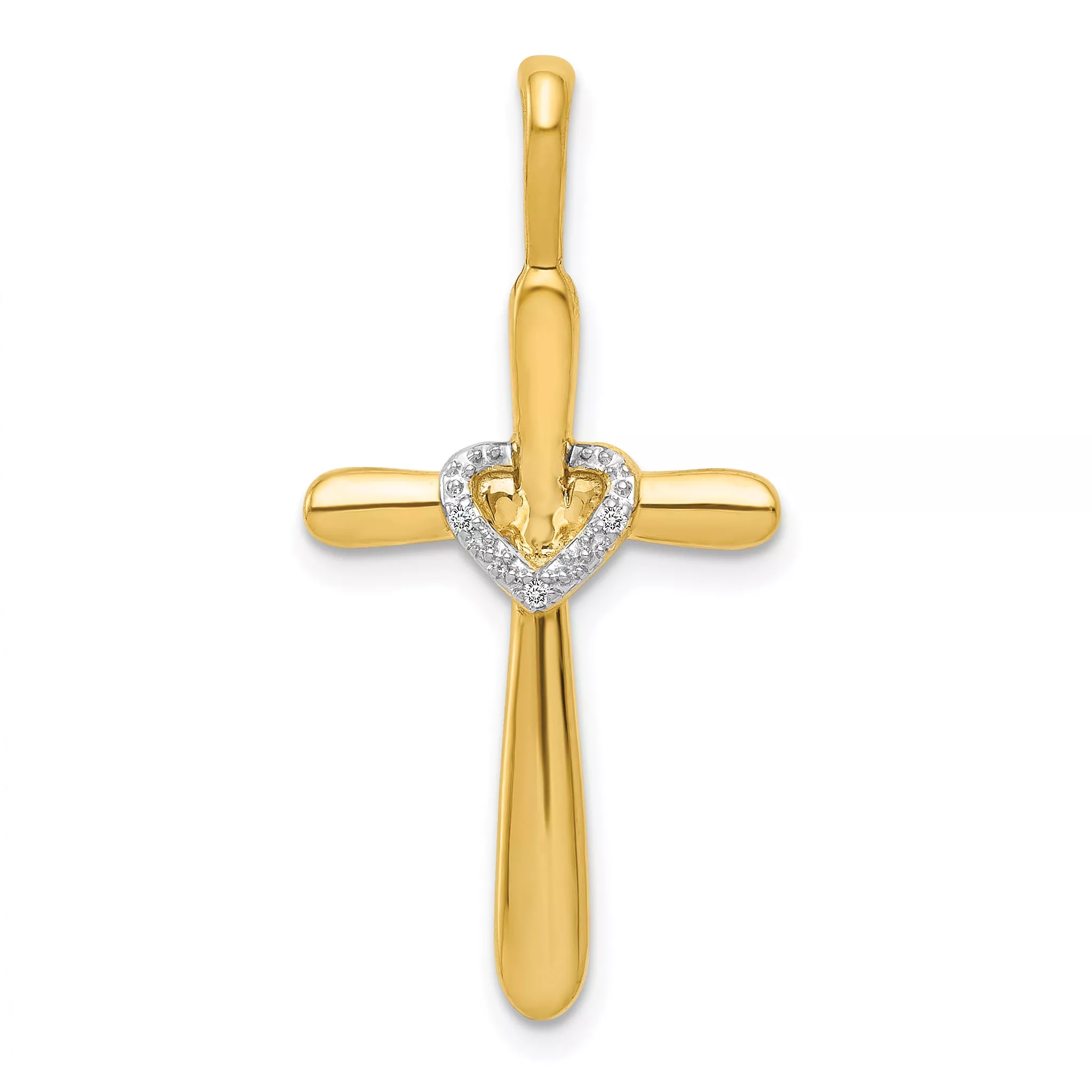 10K Diamond Cross w/Heart Pendant