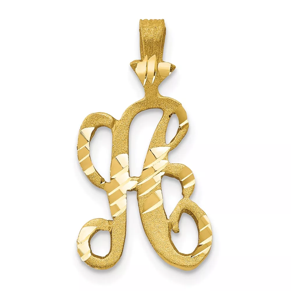10k Diamond-cut Grooved Initial A Charm