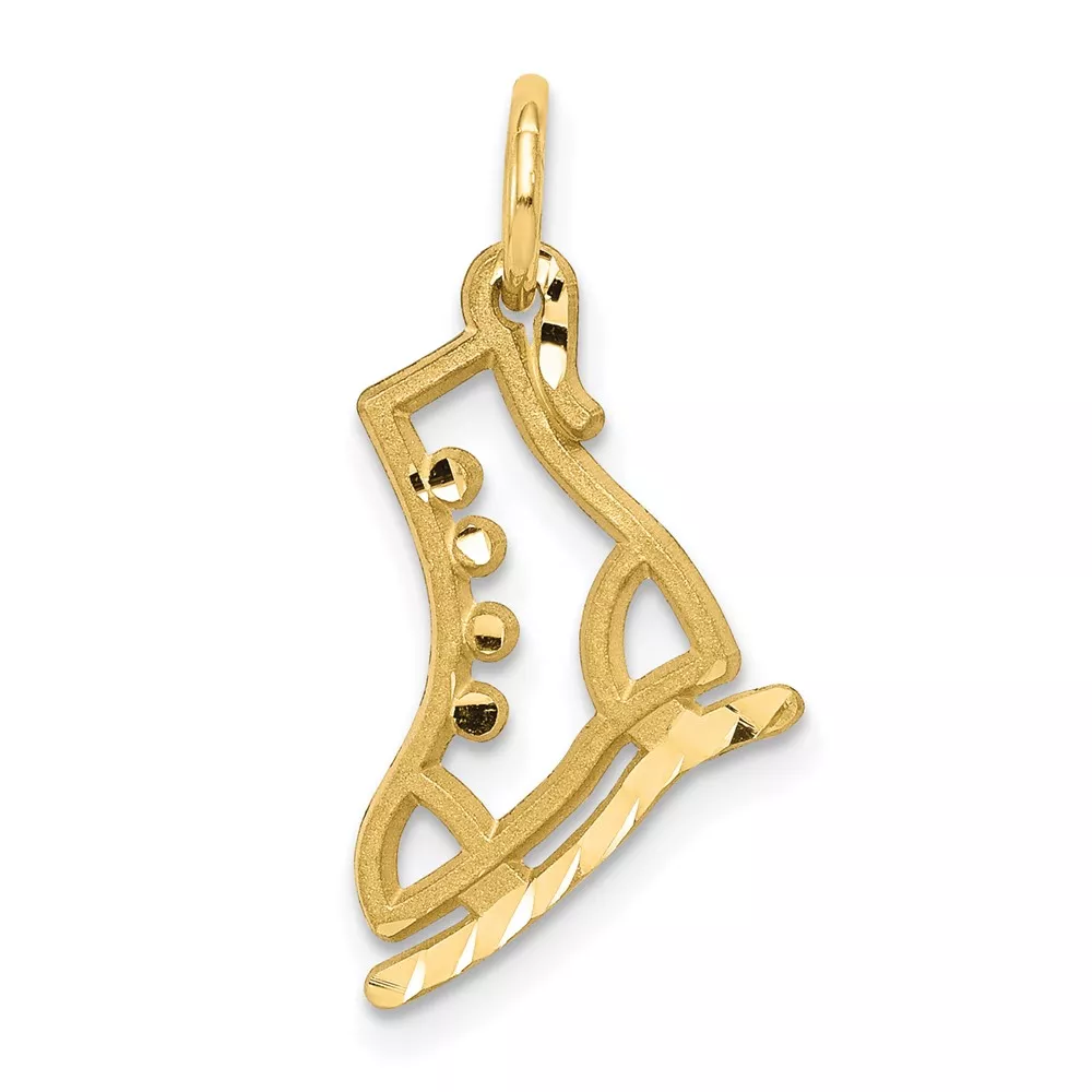 10k Diamond-cut Ice Skate Charm
