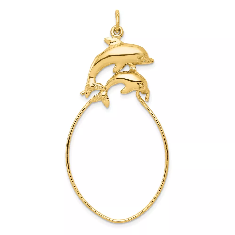 10k Double Dolphin Charm Holder