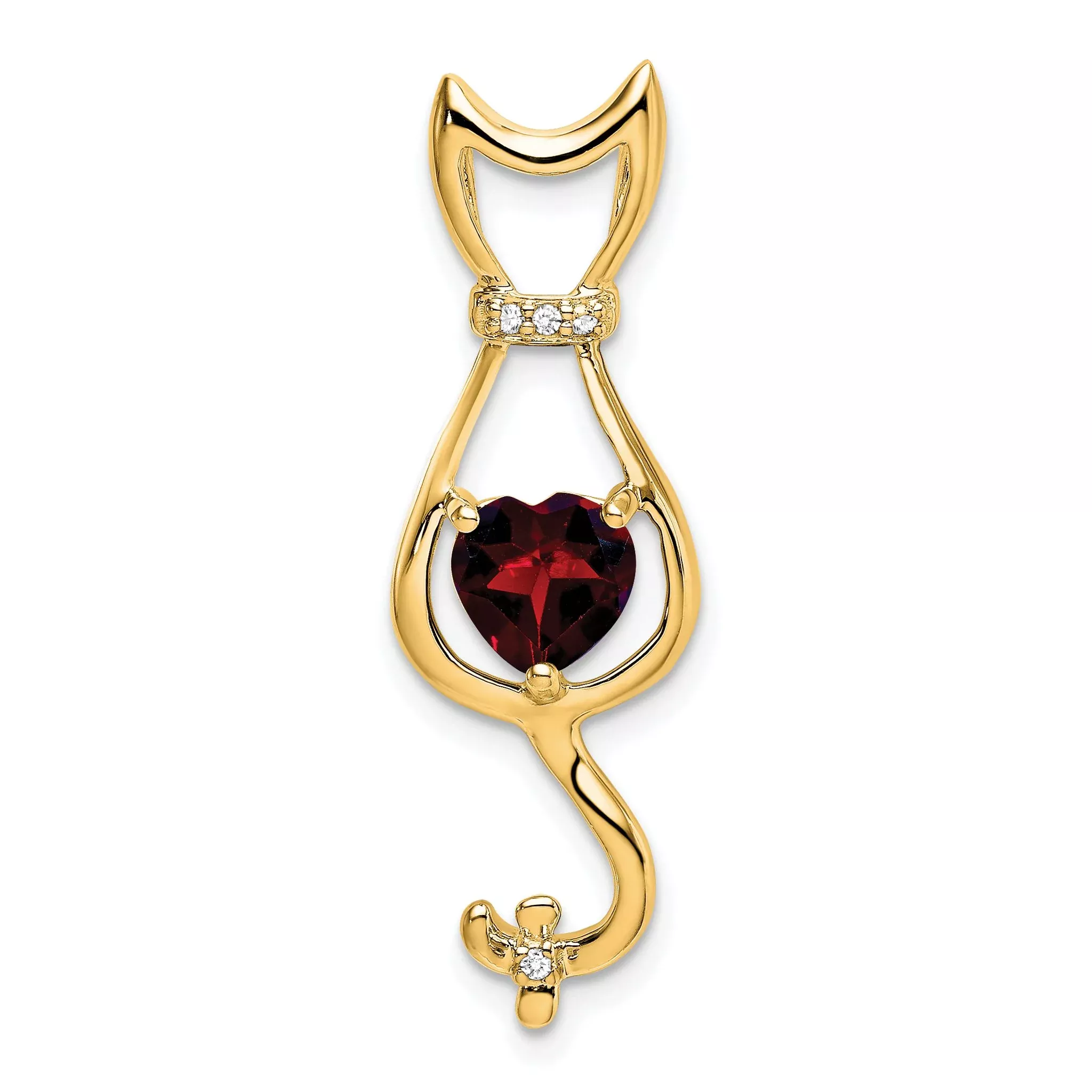 10k Garnet and Diamond Cat Pendant