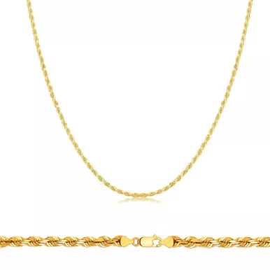 10k Gold 1.5mm Diamond Cut Rope Chain 22 Inches