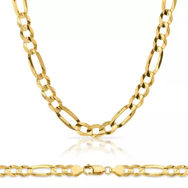 10k Gold 10.25mm Open Figaro Chain 24 Inches