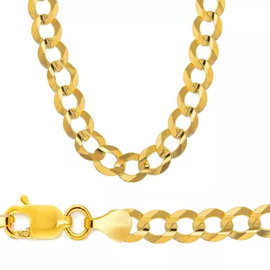 10k Gold 10.5mm Flat Curb Chain 30 Inches