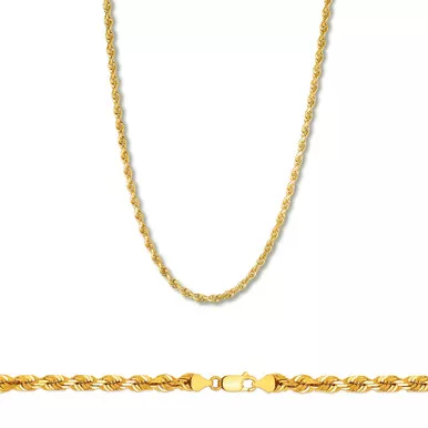 10k Gold 2.5mm Diamond Cut Rope Bracelet 8 Inches