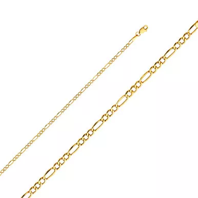10K Gold 2.5mm Hollow Figaro Chain 18 Inches