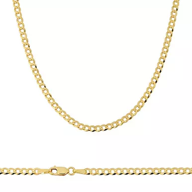 10k Gold 2.6mm Flat Curb Chain 18 Inches