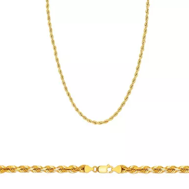 10k Gold 2mm Diamond Cut Rope Chain 26 Inches