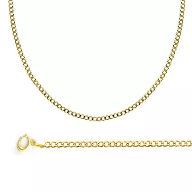 10k Gold 2mm Flat Curb Chain 16 Inches