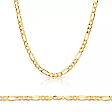 10k Gold 3.9mm Open Figaro Bracelet 7 Inches
