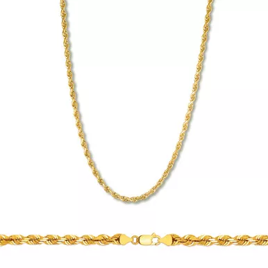 10k Gold 3mm Diamond Cut Rope Chain 20 Inches