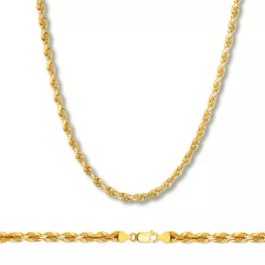 10K Gold 4 Mm Diamond Cut Rope Chain 18 Inches