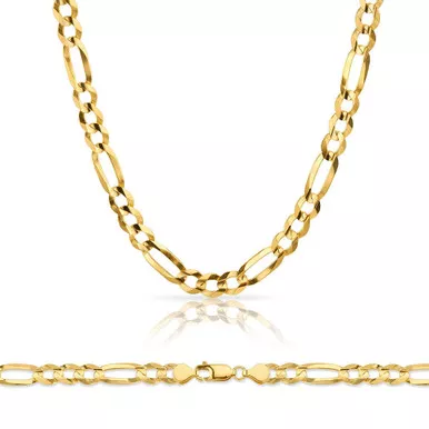 10k Gold 5.35mm Open Figaro Chain 30 Inches