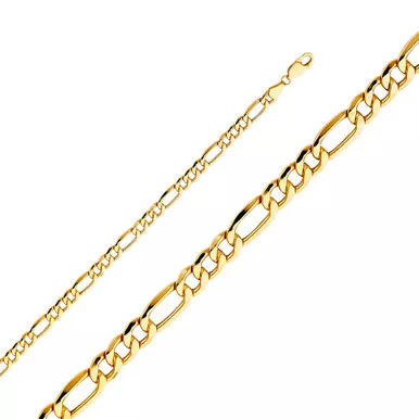 10K Gold 5.5mm Hollow Figaro Chain 18 Inches