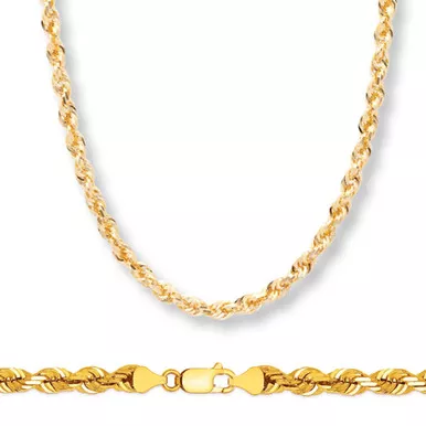 10K Gold 5mm Diamond Cut Rope Chain 26 Inches