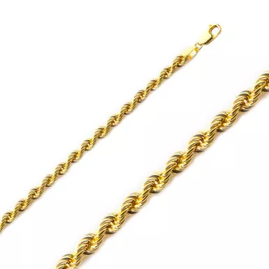10k Gold 5mm Hollow Rope Chain 26 Inches