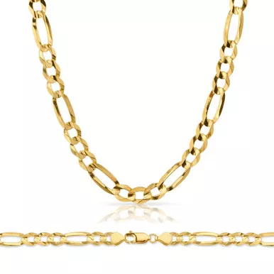 10k Gold 6.8mm Open Figaro Chain 30 Inches