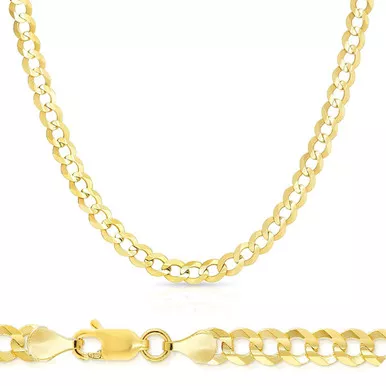 10k Gold 6mm Flat Curb Chain 20 Inches