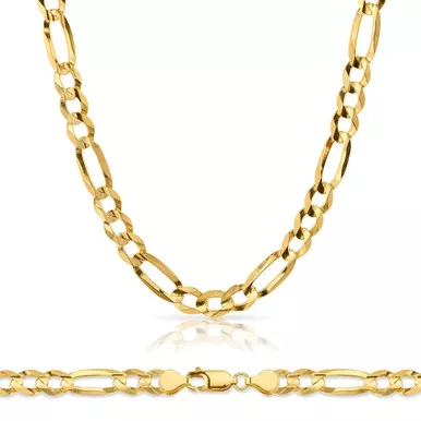 10k Gold 8.95mm Open Figaro bracelet 8 Inches