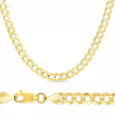 10k Gold 8mm Flat Curb Chain 30 Inches