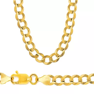 10k Gold 9.5mm Flat Curb Chain 30 Inches