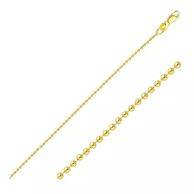 10k Gold Bead Link Chain, 1.25mm Wide 20 Inches