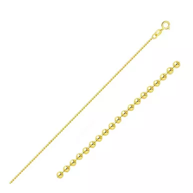 10k Gold Bead Link Chain, 1mm Wide 22 Inches