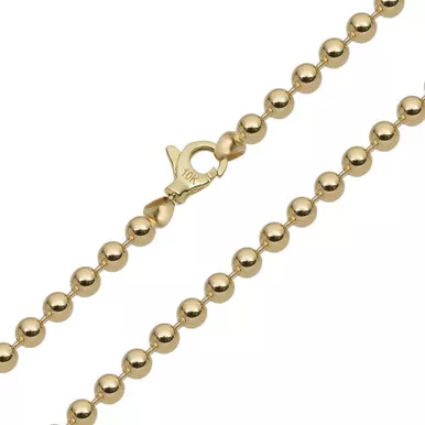10k Gold Hollow Bead Link Chain, 4mm Wide 20 Inches