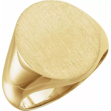 10k Gold Men's Oval Signet Ring 18mmx16mm Solid Back