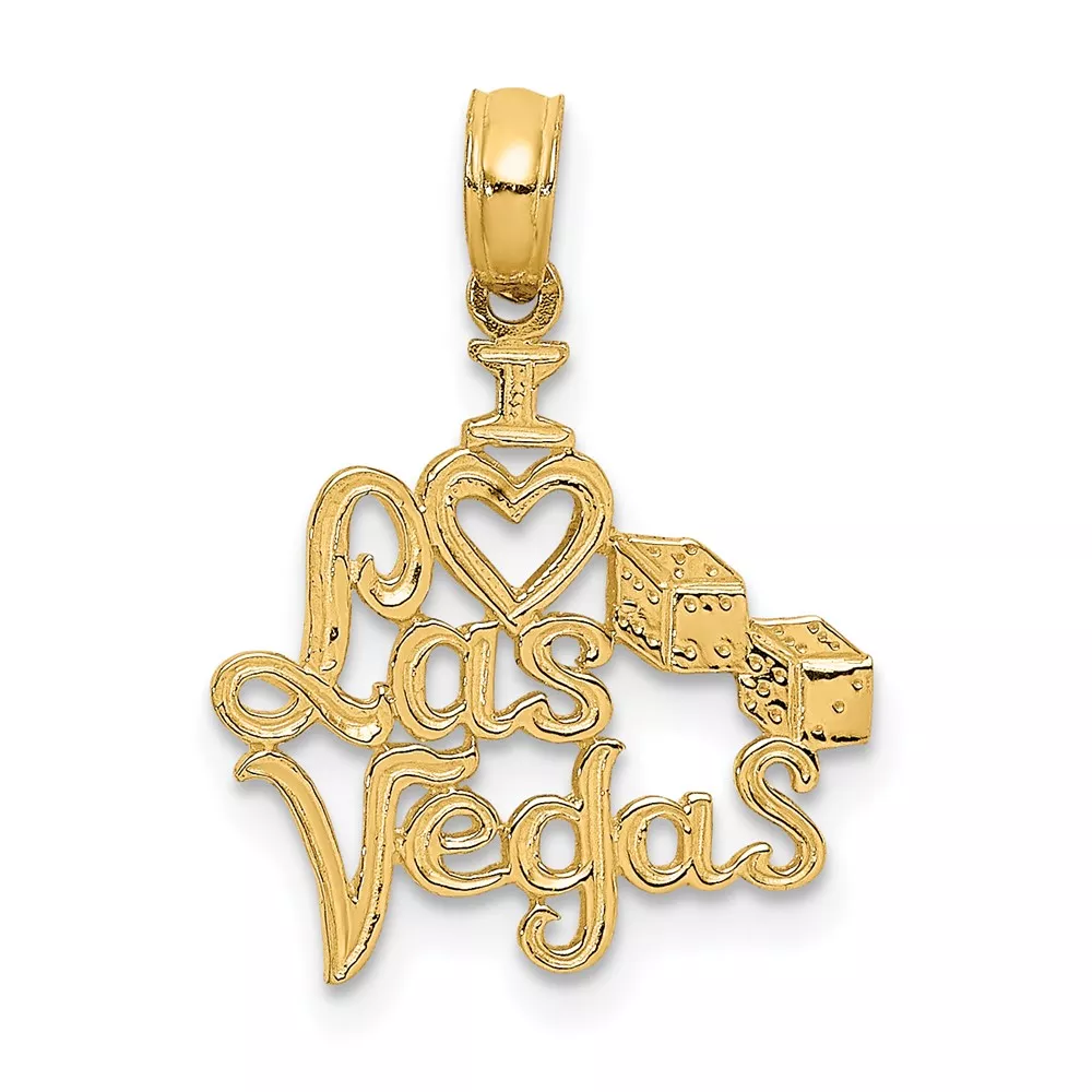 10K I HEART LAS VEGASwith Dice Engraved Charm