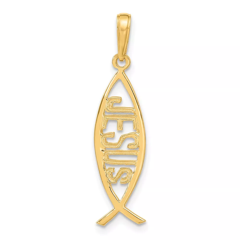 10K Ichthus Fish With JESUS Pendant
