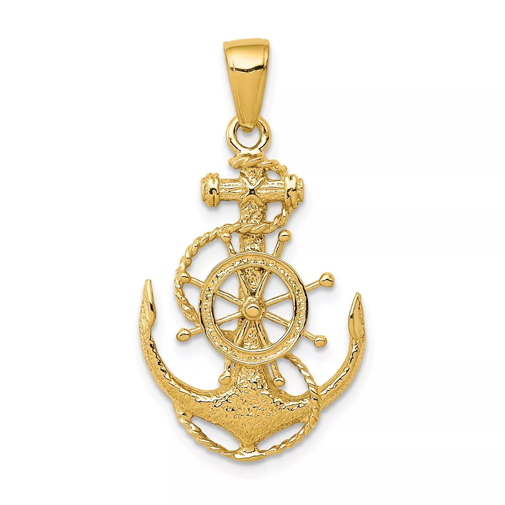 10K Medium Anchor w/Wheel Pendant